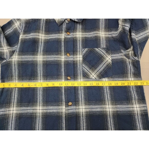 Field & Stream Men’s Button Up Flannel Blue Black  Gray Plaid Size L - Picture 5 of 7